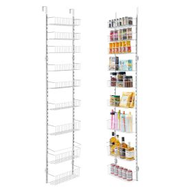 VEVOR Over the Door Pantry Organizer, 9-Tier Pantry Organization and Storage, Heavy-Duty Steel Hanging Spice Rack, Adjustable Wall Seasoning Shelves