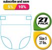Pack of 27 Disposable Baby Diapers. Unisex Diapers Over 27 lbs Breathable and Lightweight Maximum Absorbency Leak Protective Flexible Waist 16.1 - 23.