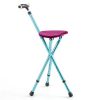 Folding Seat Cane (220lbs): 5-Level Height Adjust, LED Light, Anti-Slip Pads, Aluminum Alloy, Bonus Cushion/3 Foot Pads for Elder-Blue
