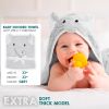 Hooded Baby Towels 33 x 33 Inch. Light Gray Terry Cotton Bath Towels Hooded with Elephant Face and Ears. Hooded Towels for Baby. Soft Toddler Towels f