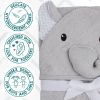 Hooded Baby Towels 33 x 33 Inch. Light Gray Terry Cotton Bath Towels Hooded with Elephant Face and Ears. Hooded Towels for Baby. Soft Toddler Towels f