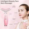 Neck Face Massager, Skin Care Face Massage Tool, 3-in-1 Facial Massager, Face Sculpting Tool with Thermals, Vibration (Pink)