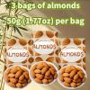 3 Bags of Almonds, 1.77Oz Each, Low Calorie And High Protein Snack, Nut Snack, Instant And Convenient to Carry, Office Snack