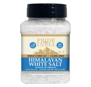 Himalayan White Salt by Pride Of India - 1lb - Rarest & Enriched W/84+ Natural Minerals- Low Sodium- Mineral Rich Nutrition and Enhanced Taste- Health (Texture: Coarse Grind, size: 1 Lbs)
